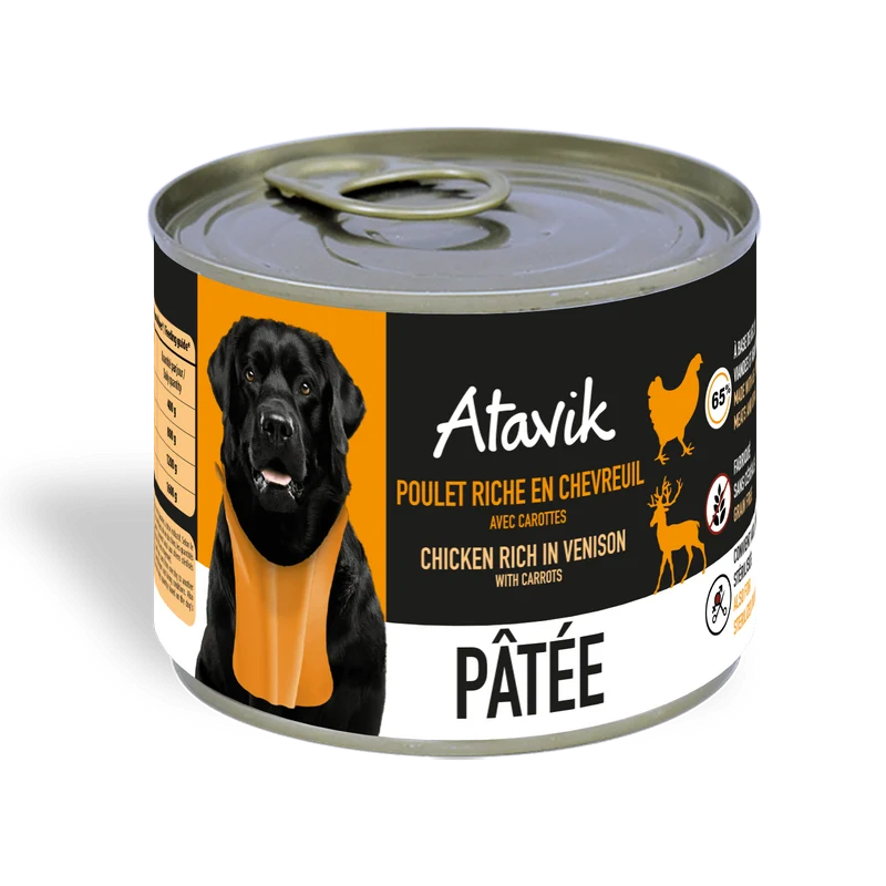 Pâtée pour chien au poulet et chevreuil Atavik 🍖(200g)