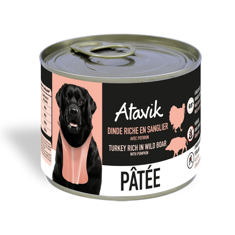 Pâtée pour chien dinde et sanglier Atavik 🍖 (200g)