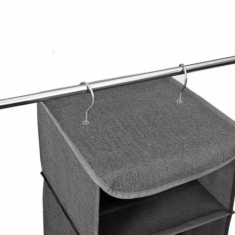 Étagère à suspendre organisateur de vêtements 30 x 30 x 90 cm avec 5 compartiments usage pratique style moderne en tissu gris 12_0009810