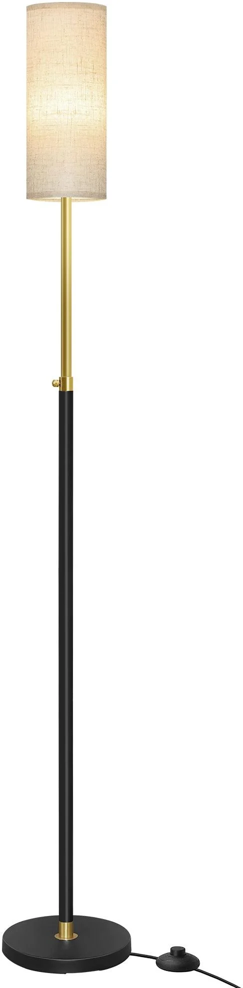 Lampadaire réglable en hauteur 148 x 25 x 25 cm avec interrupteur au pied style moderne déco intérieur en acier noir 12_0012985