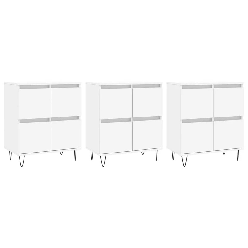 Buffet bahut commode armoire meuble de rangement organisateur cuisine salle de séjour salons 3 pcs bois d'ingénierie blanc 02_0037000