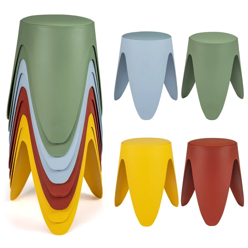 Lot de 8 tabourets empilables 39 x 39 x 46 cm confortables et pratiques design moderne en PP coloré 20_0020053