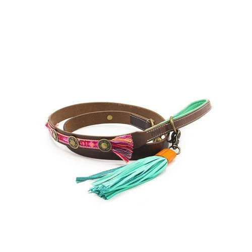 Laisse cuir Boho Rosa