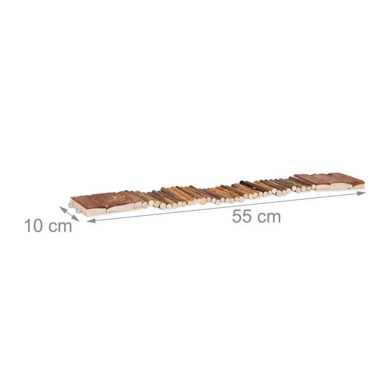 Pont suspendu pour rongeurs et oiseaux flexible 1,5 x 55 x 10 cm en bois de chima naturel 13_0003980