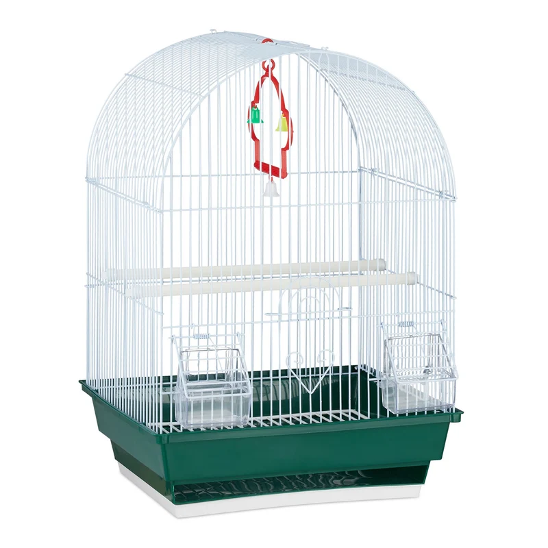 Cage à oiseaux intérieure avec accessoires 70 x 40 x 50 cm nettoyage facile ambiance cosy en plastique blanc 13_0004753