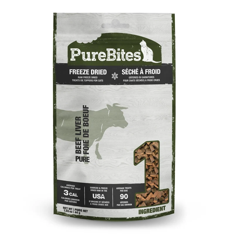 PureBites - Foie de Boeuf - Gâteries ou Garnitures Lyophilisées pour Chats