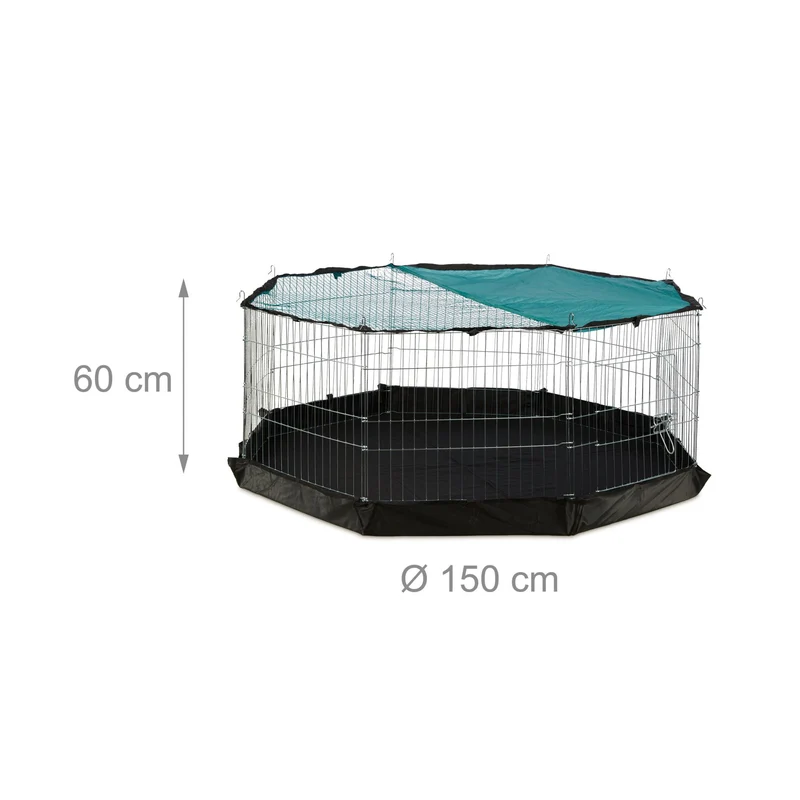 Enclos octogonal pour petits animaux extérieur jardin 80 x 80 x 80 cm avec couverture filet anti soleil en PVC vert 13_0008371