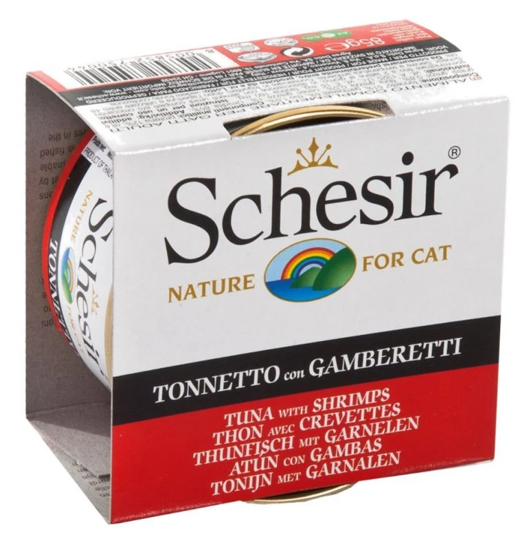 Schesir - Chat Adulte Thon et Crevettes en Gelée - Nourriture Humide pour Chats