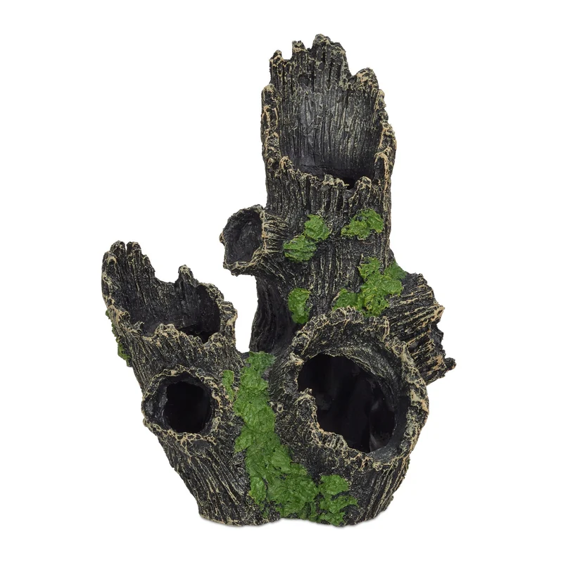 Décoration d'aquarium tronc d'arbre 30 x 20 x 15 cm cachette esthétique effet 3D en polyrésine marron 13_0008206