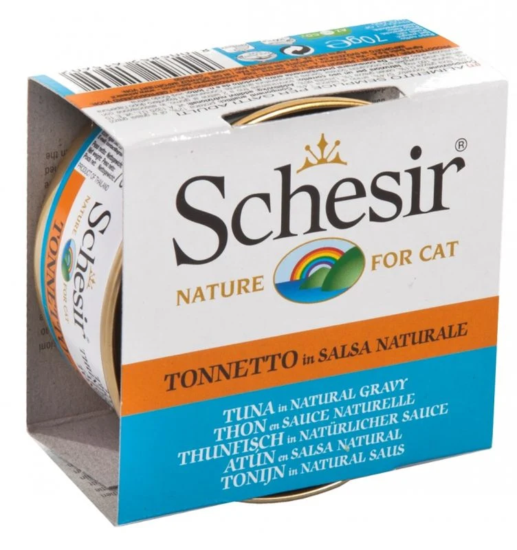 Schesir - Chat Adulte Thon en Sauce Naturelle - Nourriture Humide pour Chats