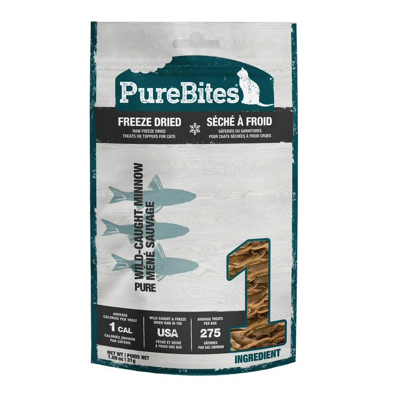PureBites - Méné Sauvage - Gâteries ou Garnitures Lyophilisées pour Chats