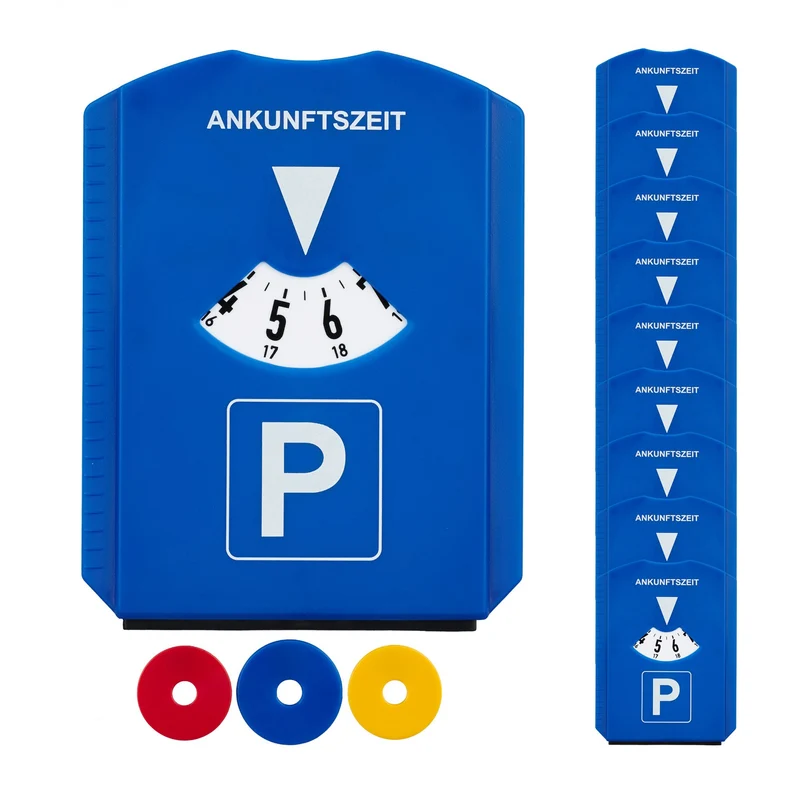 Lot de 10 disques de stationnement multifonctionnels 15,5 x 12 x 0,5 cm en plastique bleu 13_0004726