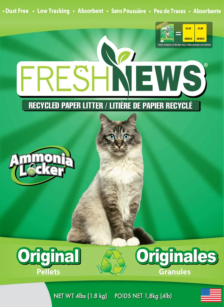Fresh News - Originales Sans Parfum - Litière en Granules de Papier Recyclé pour Chats