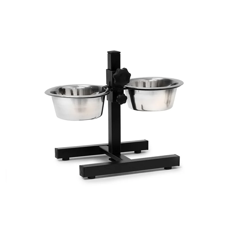Lot de 2 gamelles pour chiens hauteur réglable 42 x 61 x 29 cm pratique antidérapante en acier inoxydable argenté 13_0005754