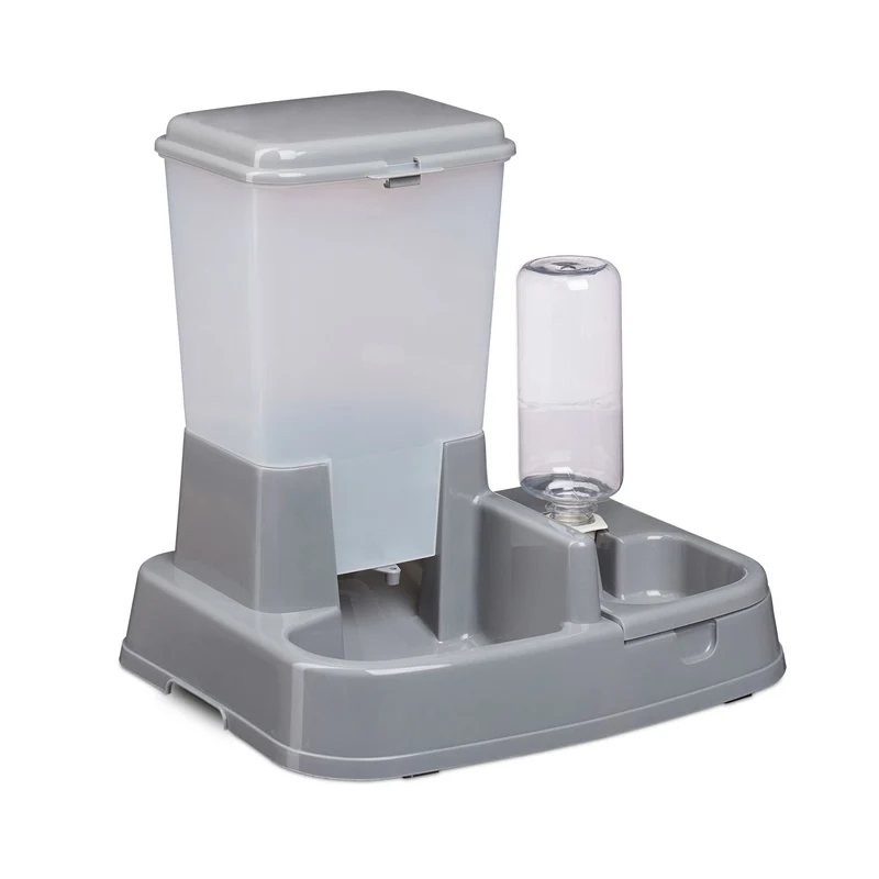 Distributeur d'alimentation et d'eau 34 x 34,5 x 26,5 cm pour animaux pratique en plastique blanc 13_0005440