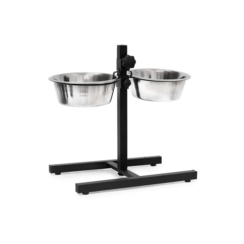Lot de 2 gamelles pour chiens hauteur réglable 42 x 61 x 29 cm confort ergonomique en acier inoxydable argenté 13_0005755