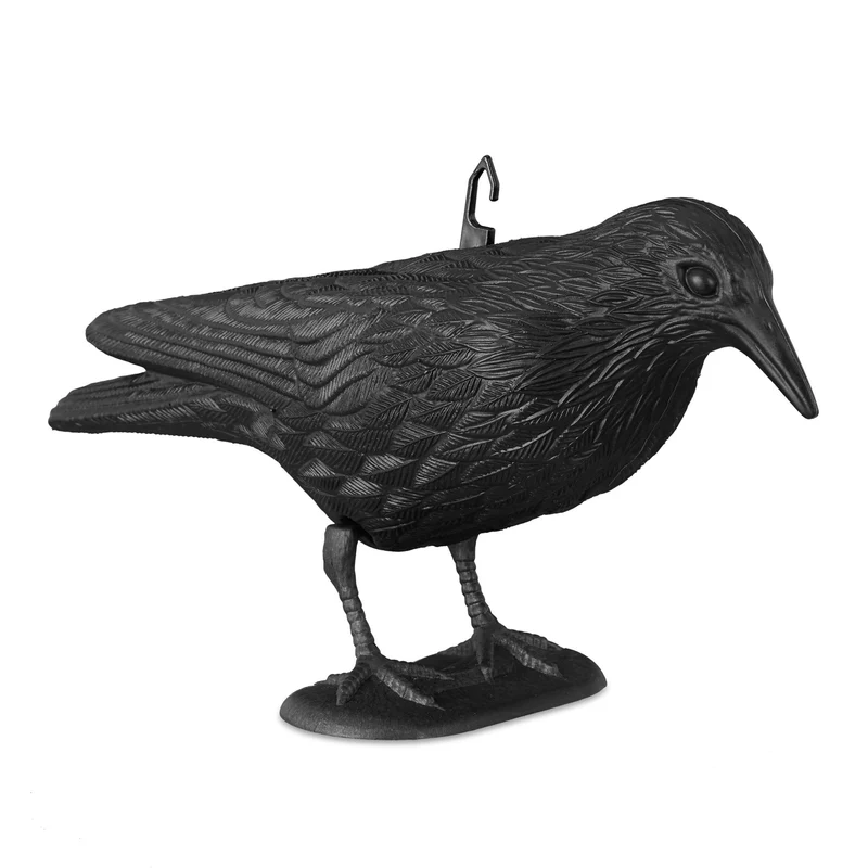 Corbeau épouvantail de jardin 20 x 33 x 12 cm pour repousser pigeons et moineaux en PE noir 13_0004340