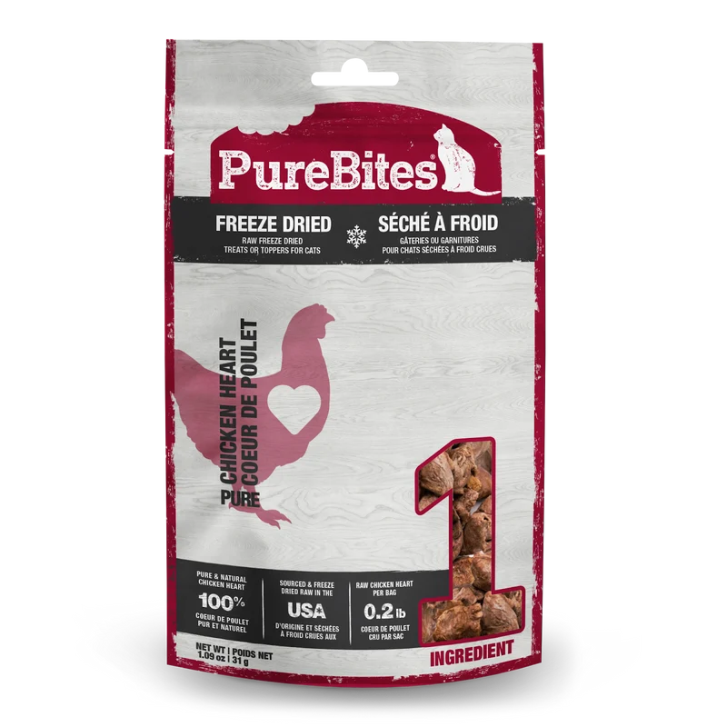 PureBites - Coeur de Poulet - Gâteries ou Garnitures Lyophilisées pour Chats