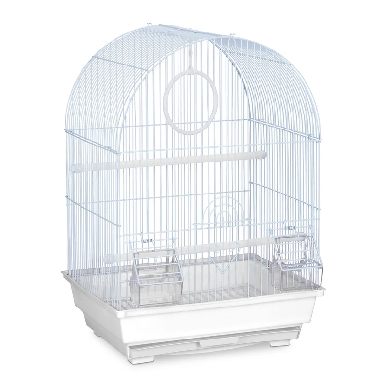 Cage à oiseaux pour petits oiseaux avec accessoires 55 x 35 x 30 cm nettoyage facile style moderne en métal blanc 13_0008996