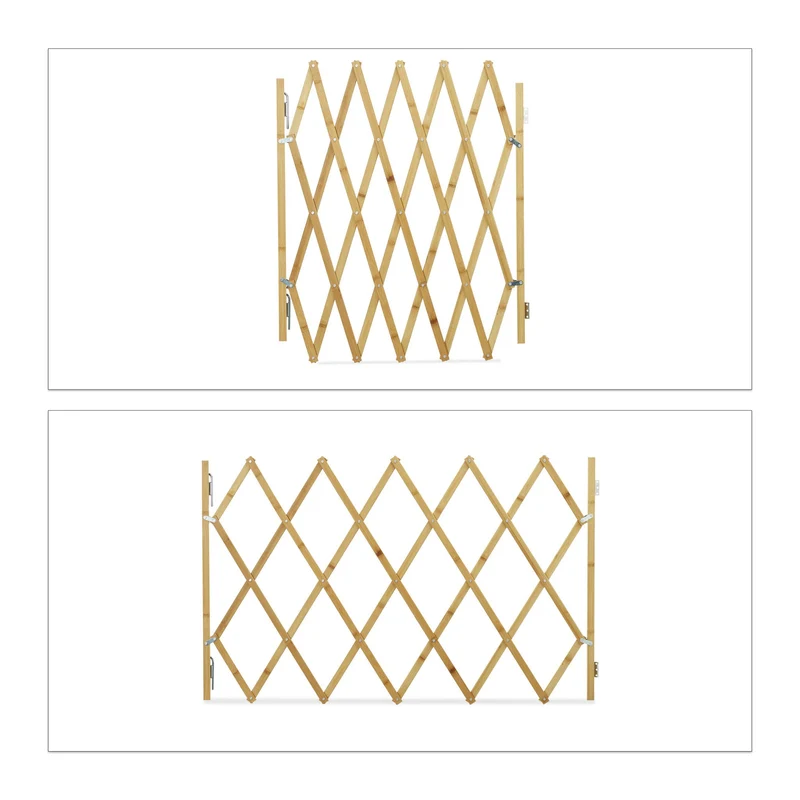 Barrière extensible pour chiens et enfants ajustable 80 x 100 cm sécurité design en bambou naturel 13_0008170