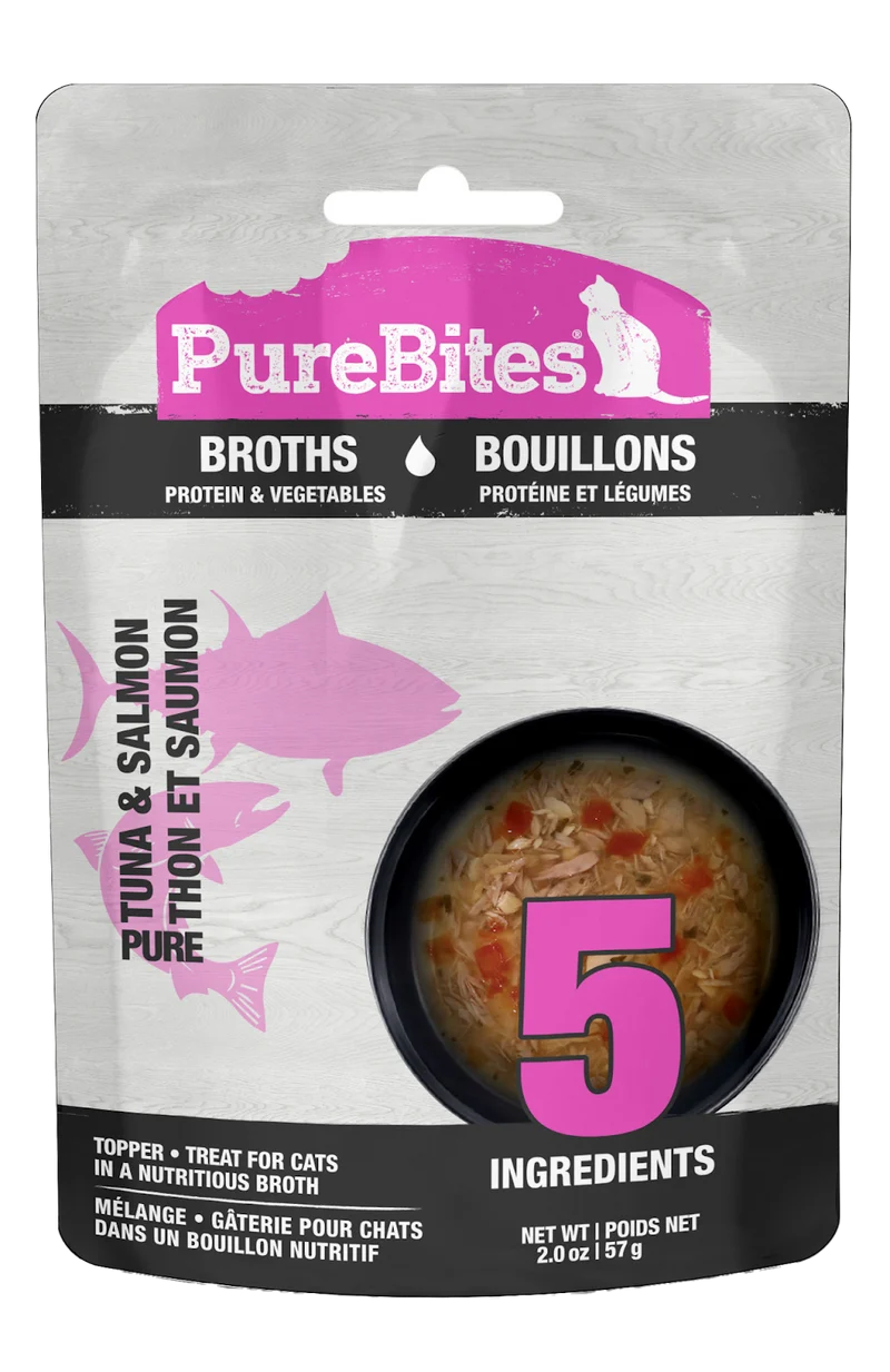 PureBites - Chat Thon et Saumon avec Légumes en Bouillon - Garniture pour Chats en Sachet