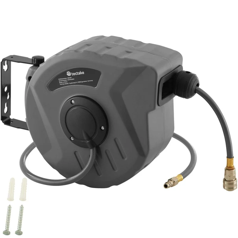 Enrouleur automatique de tuyau d'air comprimé 10 m avec raccord rapide 08_0000256
