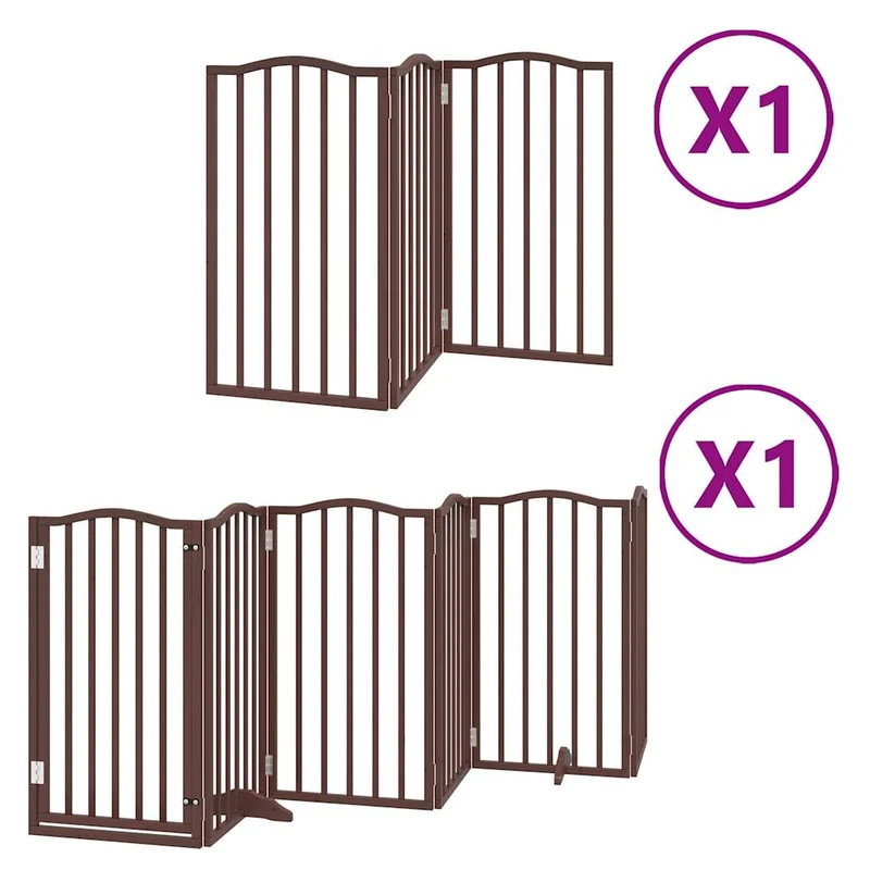 Barrière de sécurité pour chien animaux de compagnie porte pliable 9 panneaux bois de peuplier marron 02_0023276