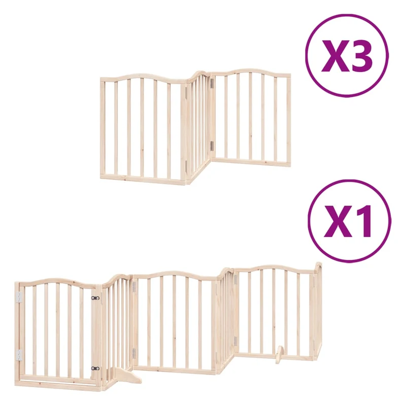 Barrière de sécurité pour chien animaux de compagnie porte pliable 15 panneaux bois de peuplier marron 02_0023199