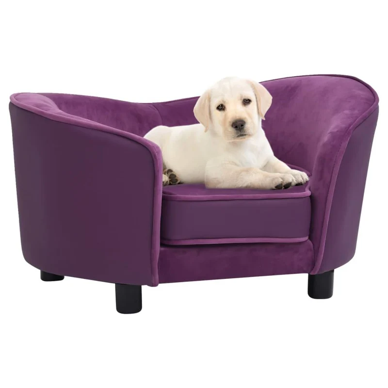 Canapé pour chien 69 cm peluche et synthétique bordeaux 02_0000119