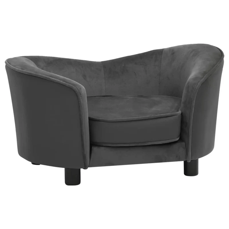 Canapé pour chien 69 cm peluche et synthétique gris foncé 02_0000168