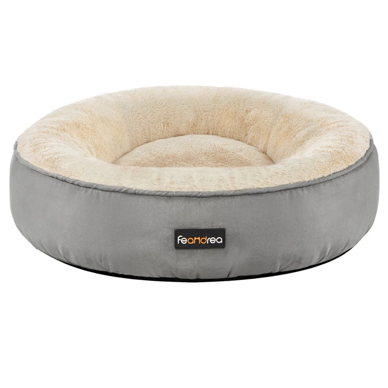 Panier pour chien rond lit chat donuts diamètre 50 cm gris clair 12_0001215
