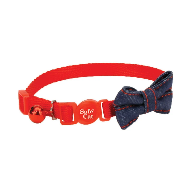 *SAFE CAT Chat Collier Nylon Boucle Clochette 3/8x8-12" RED
