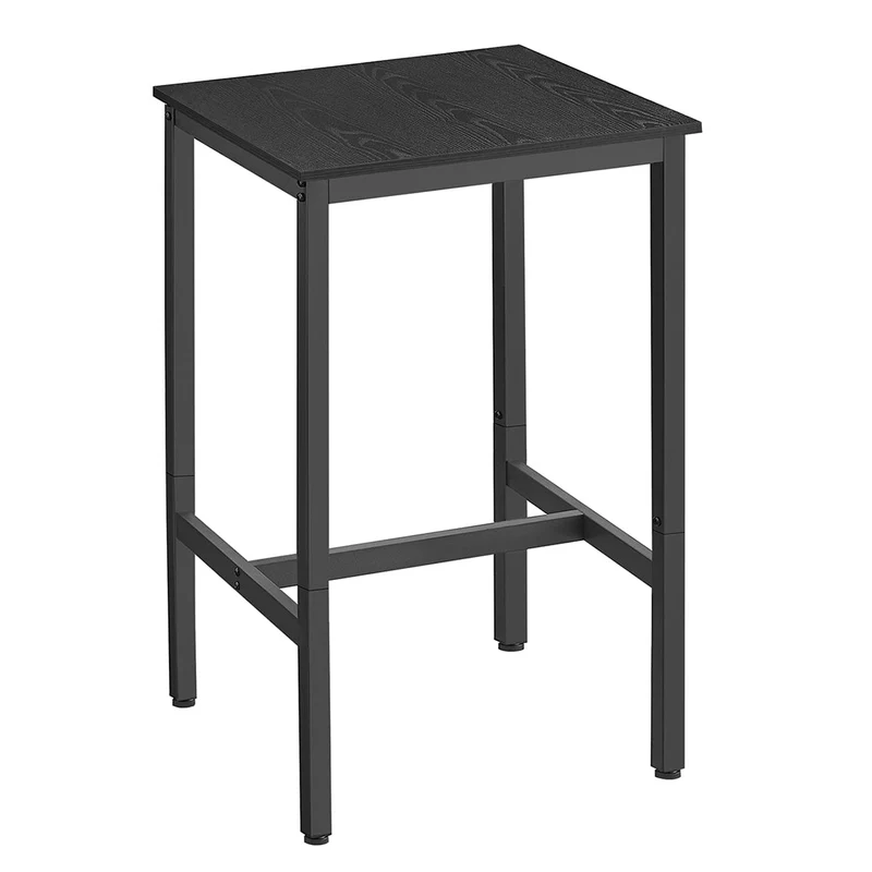 Table haute table de bar carrée cadre en acier 60 x 60 x 92 cm montage facile pour cuisine salon style industriel noir 12_0007675