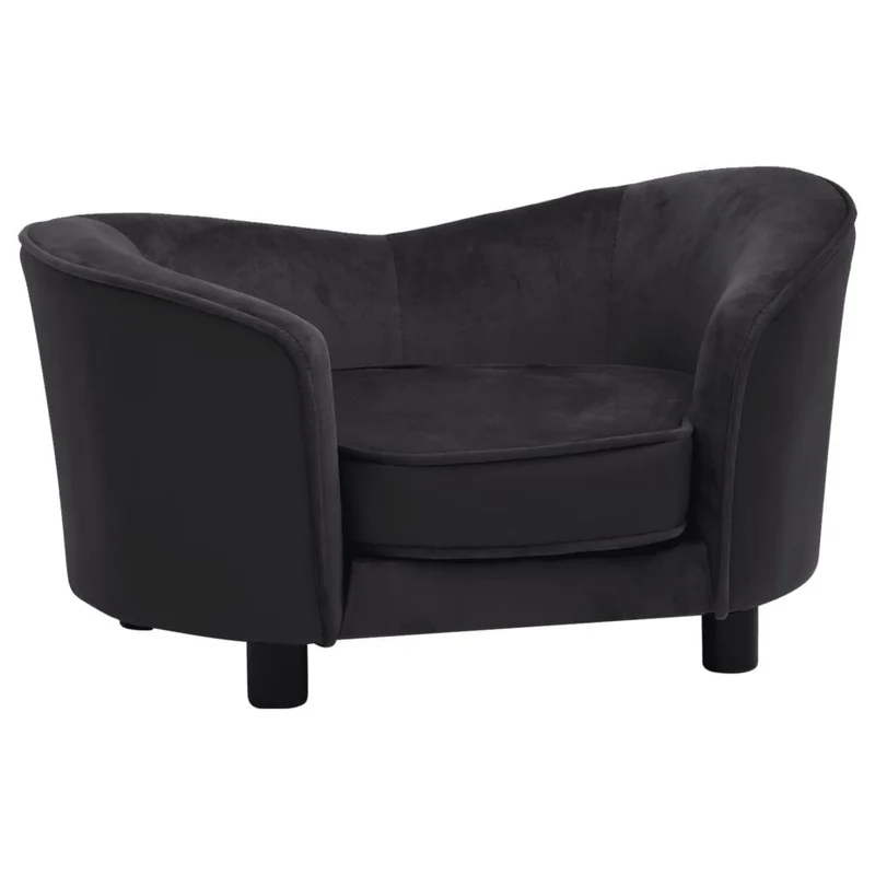 Canapé pour chien noir 69 cm peluche et synthétique noir 02_0000204