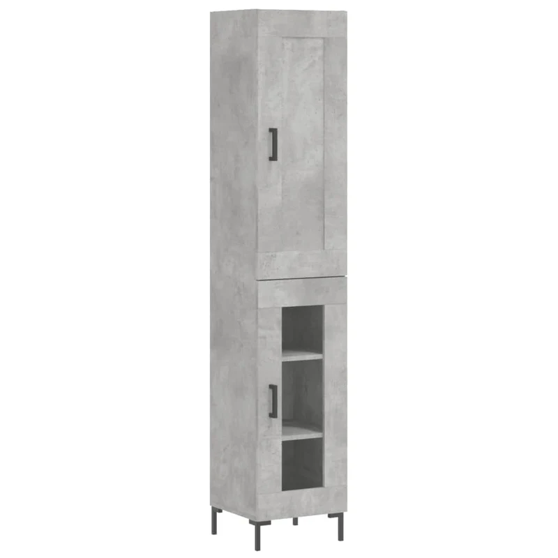 Buffet bahut commode armoire meuble de rangement organisateur cuisine salle de séjour salon haut 34,5 x 34 x 180 cm bois d'ingénierie gris 02_0034394