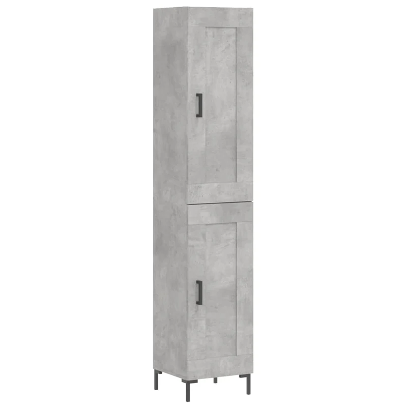 Buffet bahut commode armoire meuble de rangement organisateur cuisine salle de séjour salon haut 34,5 x 34 x 180 cm bois d'ingénierie gris 02_0034346