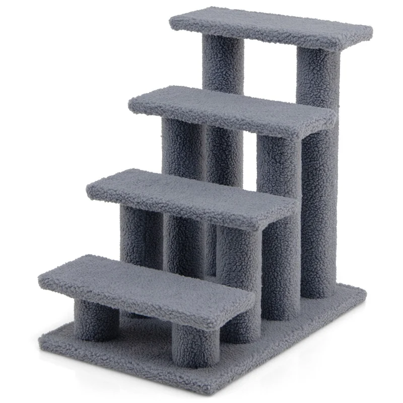 Arbre à chat en escalier 60,5 x 40 x 60 cm ergonomique et pratique style moderne en cachemire gris 20_0010124