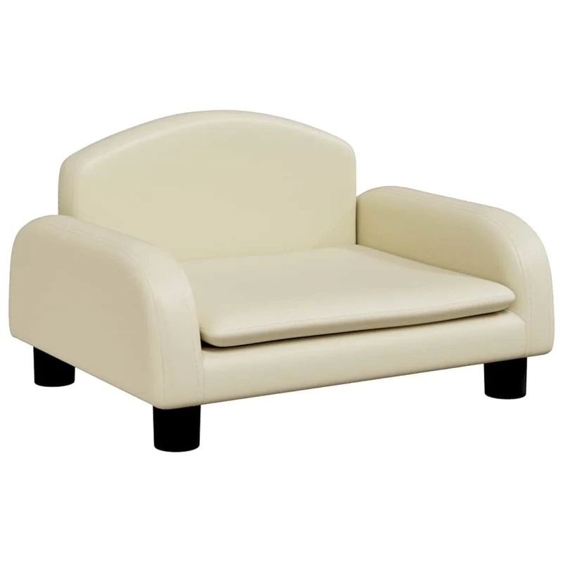 Lit pour chien panier canapé confortable 50 x 40 x 30 cm similicuir crème 02_0042672