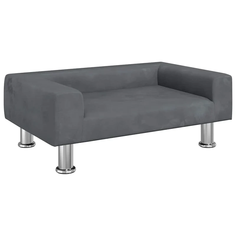 Lit pour chien panier canapé confortable foncé 70 x 45 x 26,5 cm velours gris 02_0043168