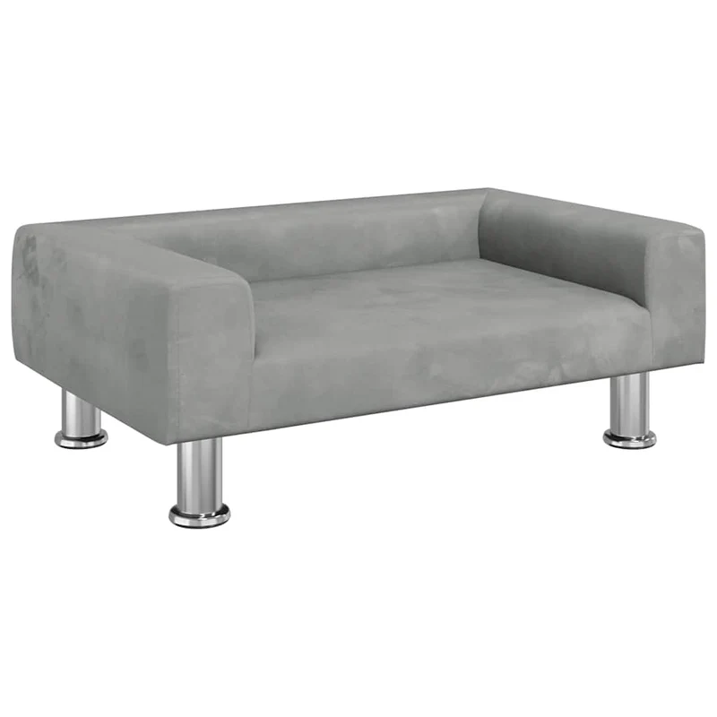 Lit pour chien panier canapé confortable clair 70 x 45 x 26,5 cm velours gris 02_0043104
