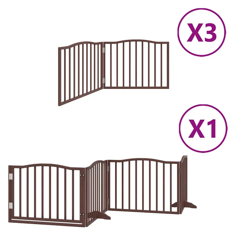 Barrière de sécurité pour chien animaux de compagnie porte pliable 10 panneaux bois de peuplier marron 02_0023099