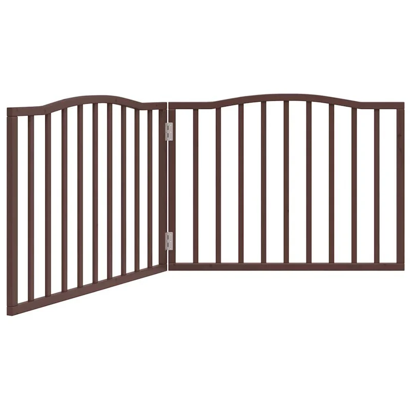 Barrière de sécurité pour chien animaux de compagnie pliable 2 panneaux 160 cm bois de peuplier marron 02_0023047