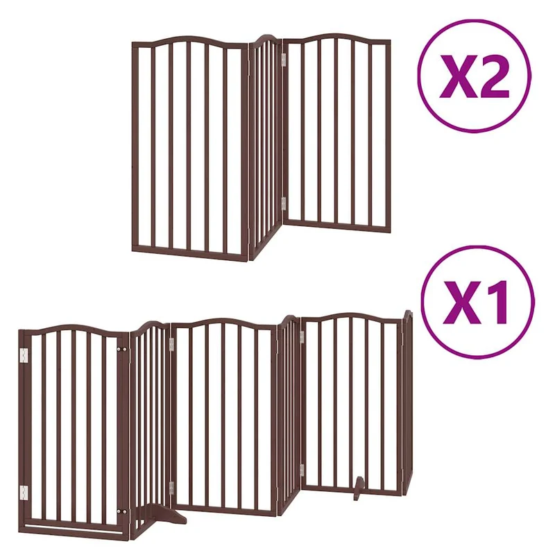 Barrière de sécurité pour chien animaux de compagnie porte pliable 12 panneaux bois de peuplier marron 02_0023169