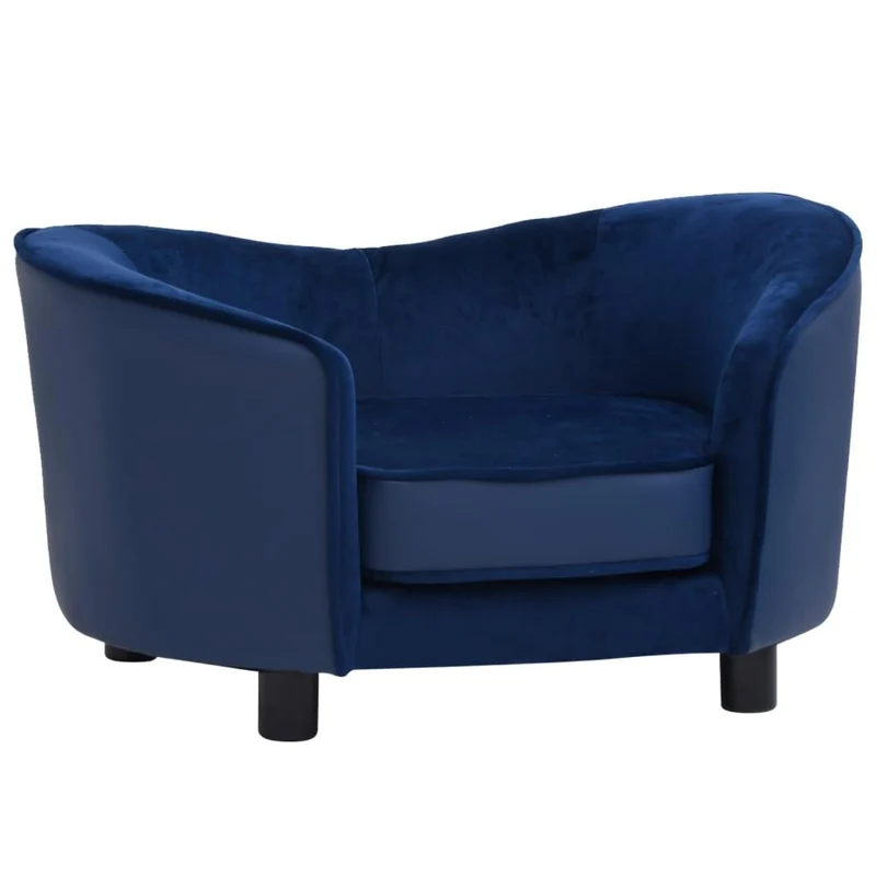 Canapé pour chien 69 cm peluche et synthétique bleu 02_0000105