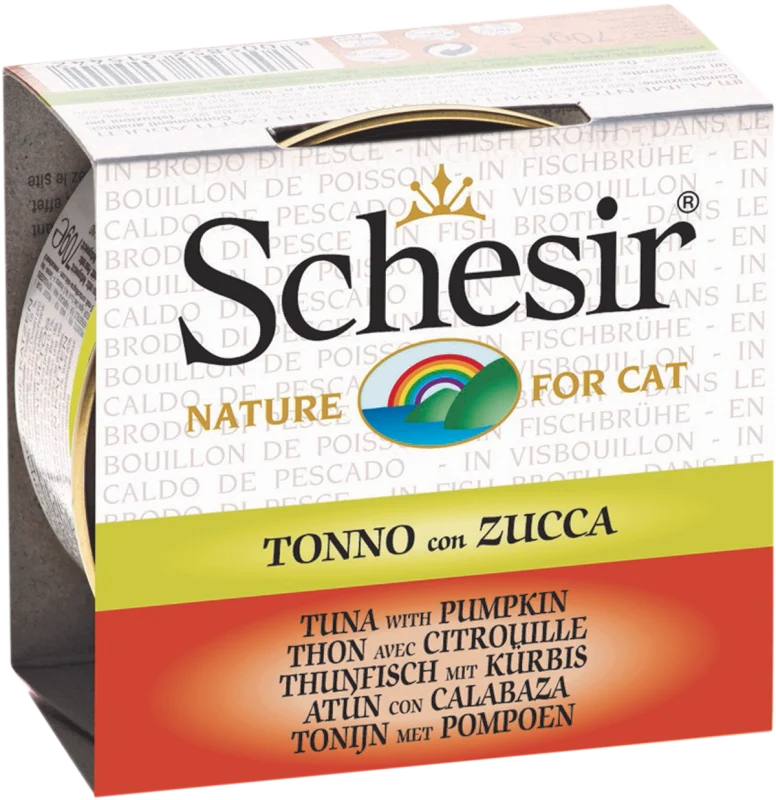 Schesir - Chat Adulte Thon et Citrouille en Bouillon - Nourriture Humide pour Chats