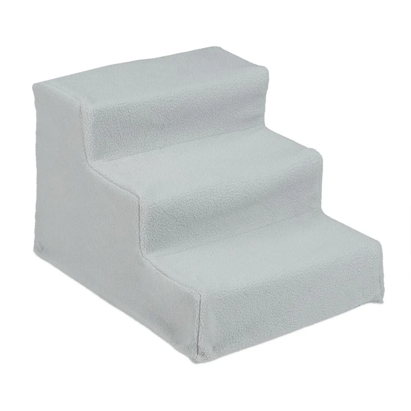 Escalier pour animaux à 3 marches confort ergonomique 30 x 35 x 45 cm en plastique gris 13_0009410
