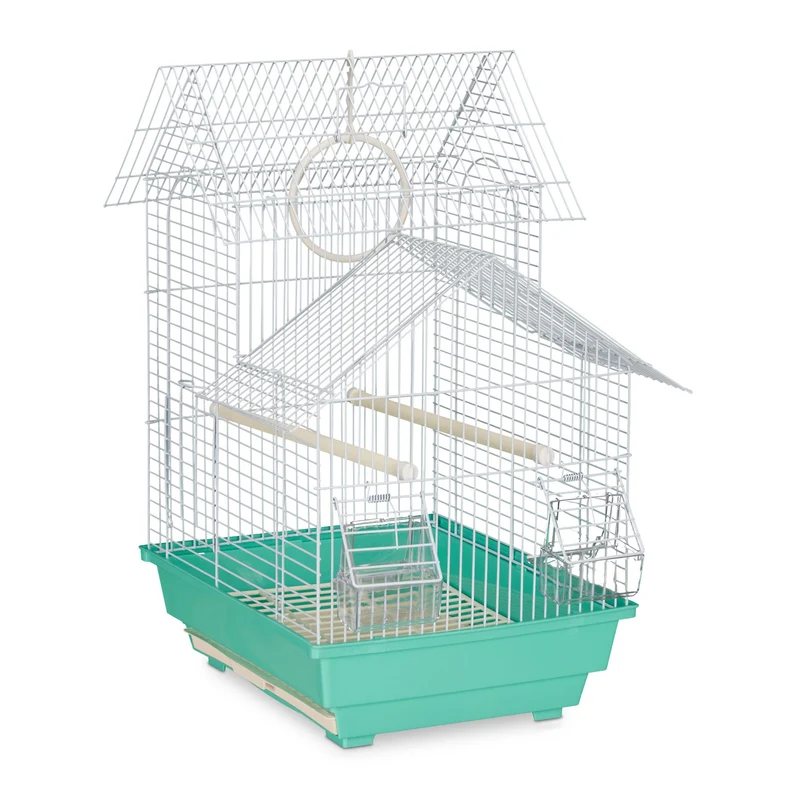 Cage à oiseaux pour canaris et pinsons 50 x 42,5 x 33,5 cm avec nettoyage facile design décoratif en acier noir 13_0009841