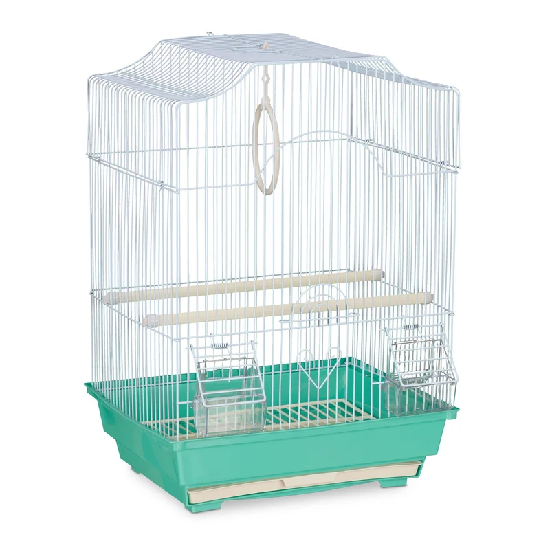 Cage à oiseaux confortable avec perchoirs et balançoire 49,5 x 35 x 32 cm en acier gris 13_0009840