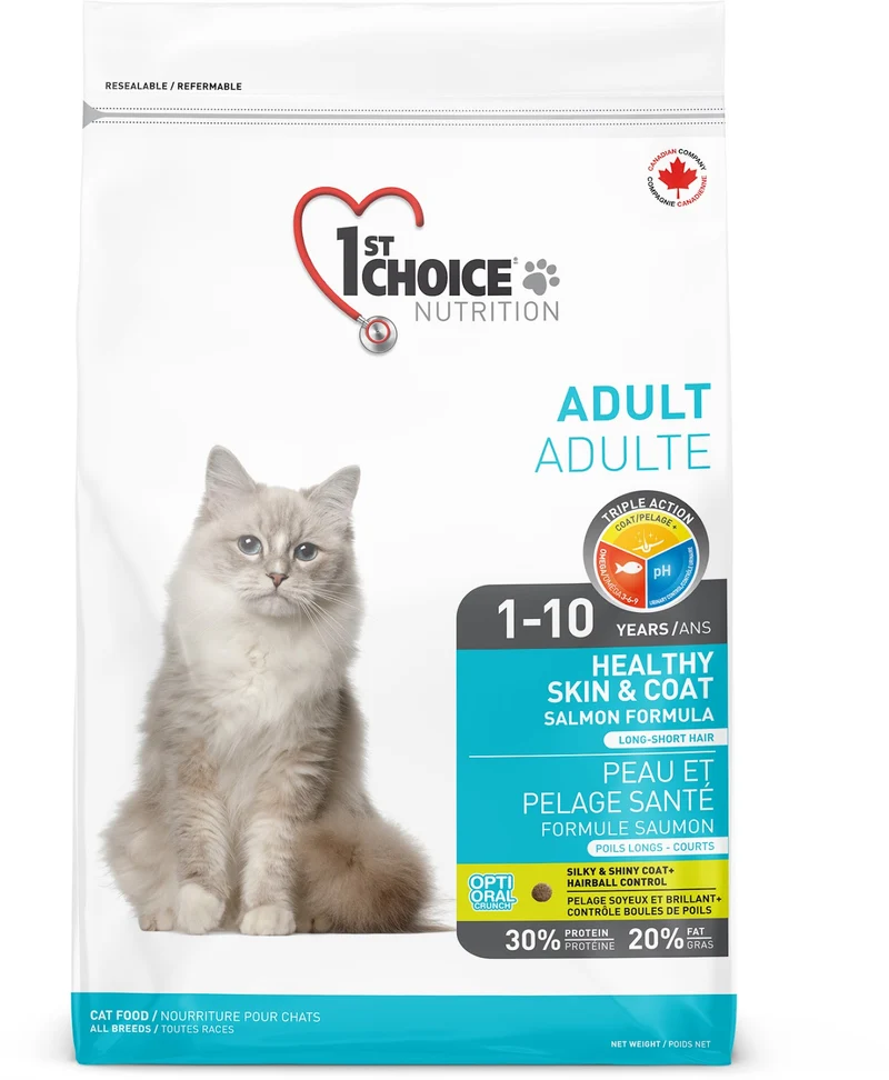 1st Choice - Chat Santé Peau et Pelage Saumon - Nourriture Sèche pour Chats