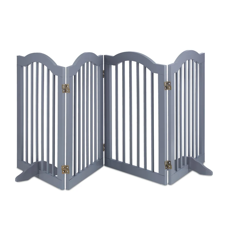 Barrière de sécurité pliable pour animaux 70 x 100 cm installation flexible 4 pans en PVC gris 13_0011288
